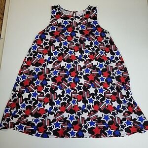 Liberty Park Patriotic Star Sleeveless Shift Dress Women's Size L